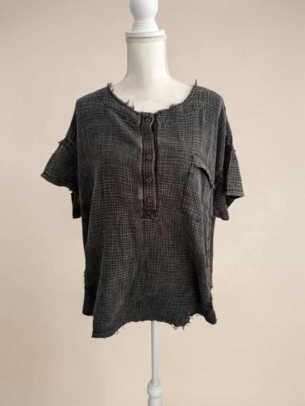 ZENANA Gray Casual Swing Top Size L/XL Womens